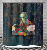 Close-up of Floral Harmony Shower Curtain's intricate floral details.